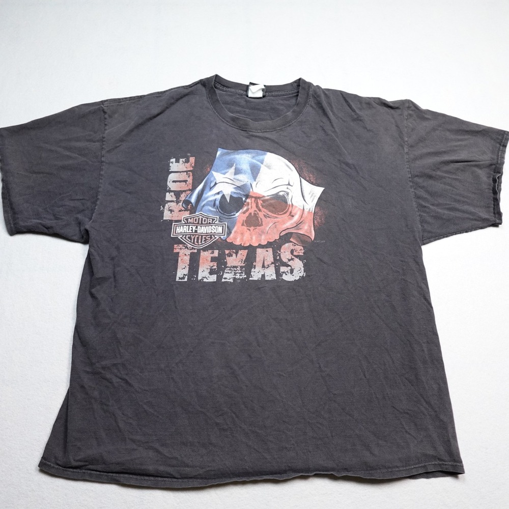 Harley-Davidson T-Shirt Men 2XL Black Texas Skull The Ranch College Station 0938